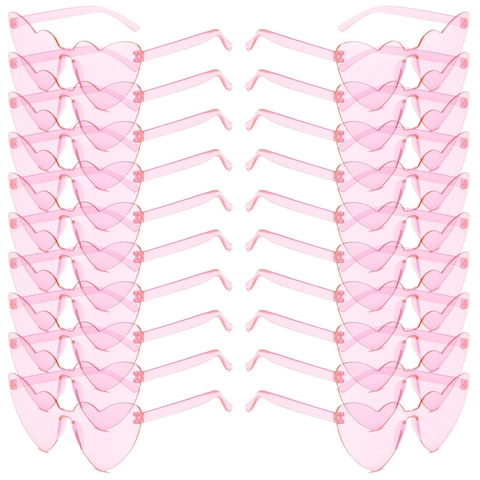 Heart Shaped Rimless Sunglasses PC Plastic Transparent Candy Color UV400 Protection Party Festival Eyewear Fashion