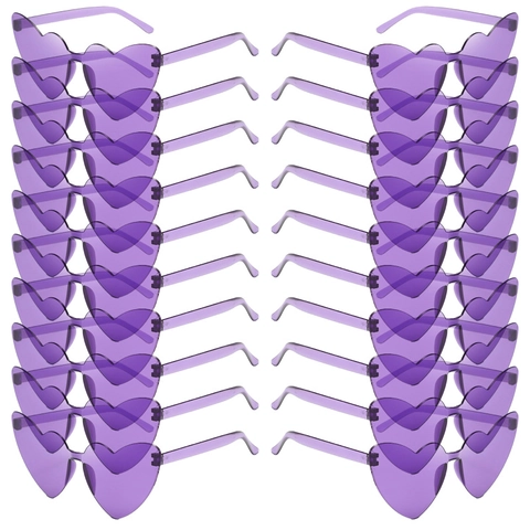 Heart Shaped Rimless Sunglasses PC Plastic Transparent Candy Color UV400 Protection Party Festival Eyewear Fashion