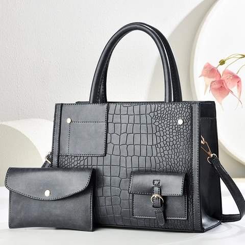 Borsa A Mano Da Donna In Pelle PU Motivo Coccodrillo Tote E Pochette Tracolla Catena Dorata Versatile