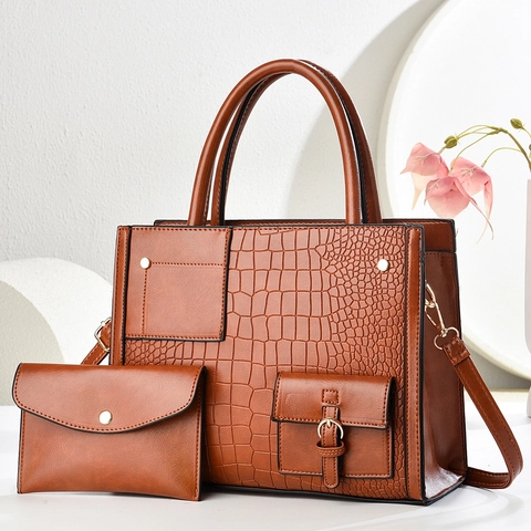 Borsa A Mano Da Donna In Pelle PU Motivo Coccodrillo Tote E Pochette Tracolla Catena Dorata Versatile