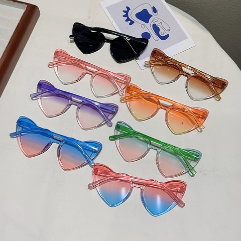 Heart Shaped Sunglasses PC Frame UV400 Protection Gradient Lens Cute Dopamine Style Party Stage Performance For Kids Girls