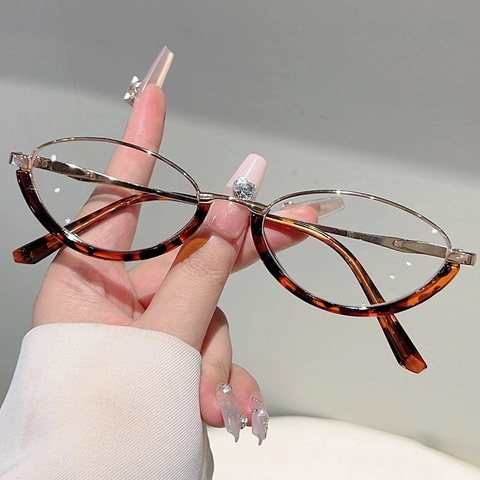 Occhiali Da Vista Ovali Retro Blocco Luce Blu Montatura Metallo E Plastica Chic Vintage Moda Donna Uomo