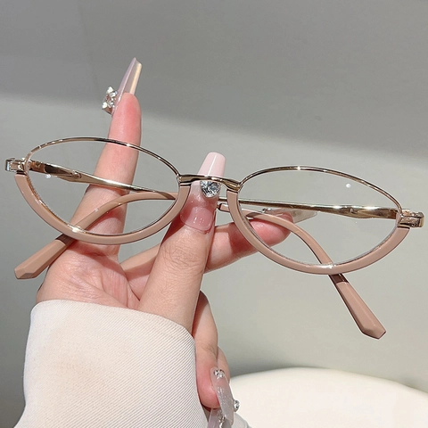 Occhiali Da Vista Ovali Retro Blocco Luce Blu Montatura Metallo E Plastica Chic Vintage Moda Donna Uomo