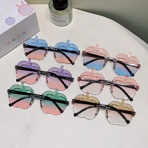 Kinder Sonnenbrille Apfelform Rahmenlos Verlaufsgläser PC Material UV400 Schutz Modische Party Brille
