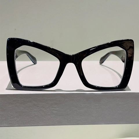 Occhiali Da Vista Cat Eye Oversize Montatura A Farfalla PC Anti Luce Blu Decorativo Sfumato Dettaglio Trama Metallo Donne
