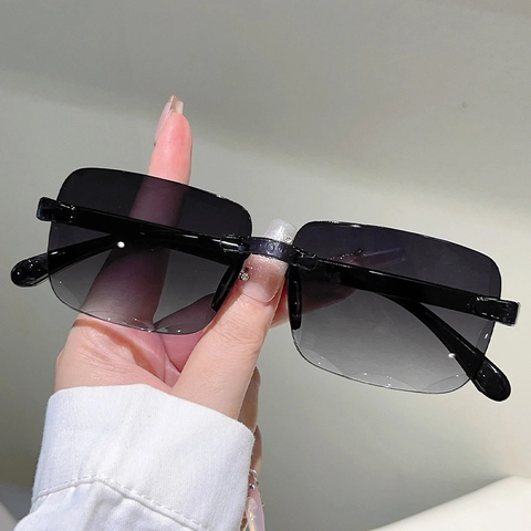 Gafas De Sol Rectangulares Sin Montura Protección UV400 Lentes PC Degradadas Moda Hip Hop Para Mujeres Hombres