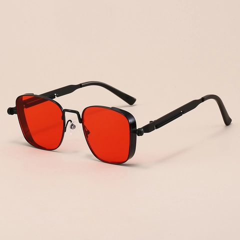 Steampunk Square Sunglasses Metal Frame With Spring Hinge UV400 Protection Fashion Niche Eyewear Men Women