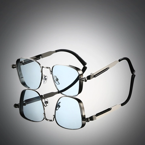 Steampunk Square Sunglasses Metal Frame With Spring Hinge UV400 Protection Fashion Niche Eyewear Men Women