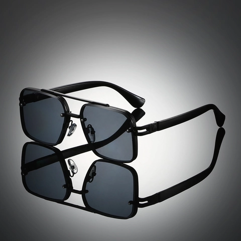 Aviator Sunglasses Metal Frame Double Bridge Flat Top UV400 Protection Square Large Frame Fashion Men Eyewear