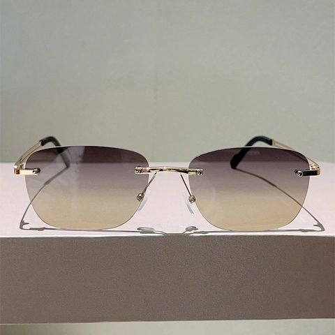 Randloze Zonnebril UV400 Bescherming Gradiënt Ovale Lenzen Metalen Frame Y2K Vintage Mode Voor Dames