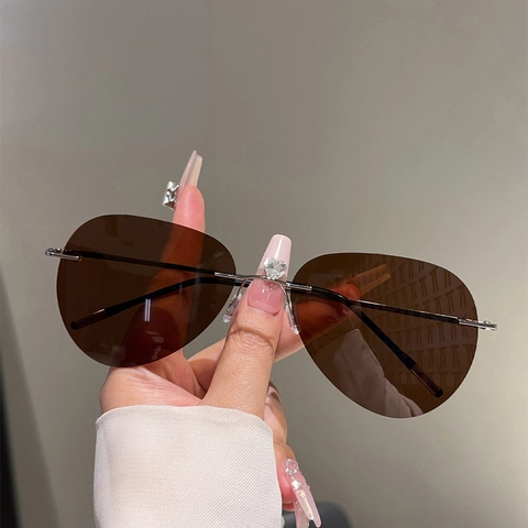 Gafas De Sol Piloto Sin Montura Marco De Metal Polarizadas Protección UV400 Para Conducir Exterior Moda Hombre Mujer