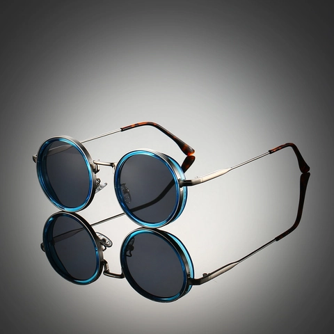 Runde Sonnenbrille Retro Metallrahmen UV400 Schutz PC Linse Steampunk Mode Streetwear Brillen Für Herren Damen
