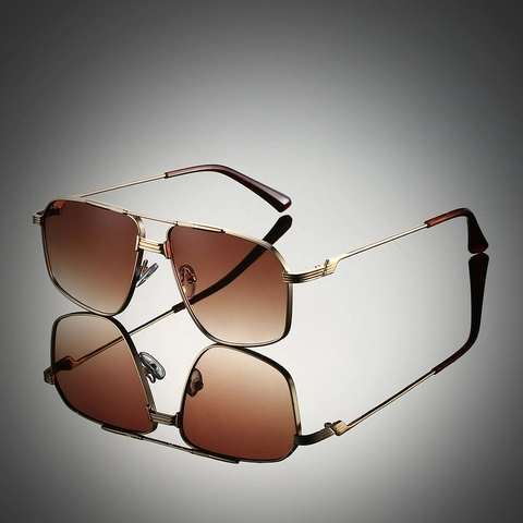 Occhiali Da Sole Aviator Retrò Montatura Metallo Doppio Ponte Protezione UV400 Moda Quadrata Per Uomini Donne Guida