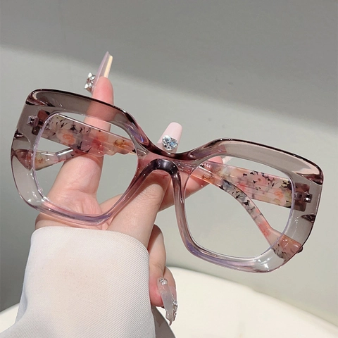 Polygon Cat Eye Anti Blue Light Glasses Leopard Print PC Frame Retro Fashion Clear Lens Eyewear For Women Daily Accessory