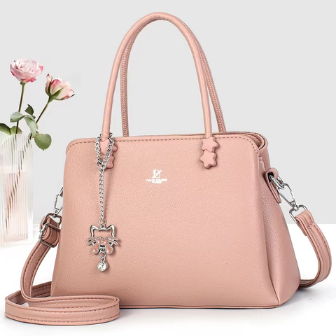 Bolso De Mano Para Mujer Cuir PU Grano Litchi Multi Compartimento Bolso Bandolera Elegante Colgante Gato Damas