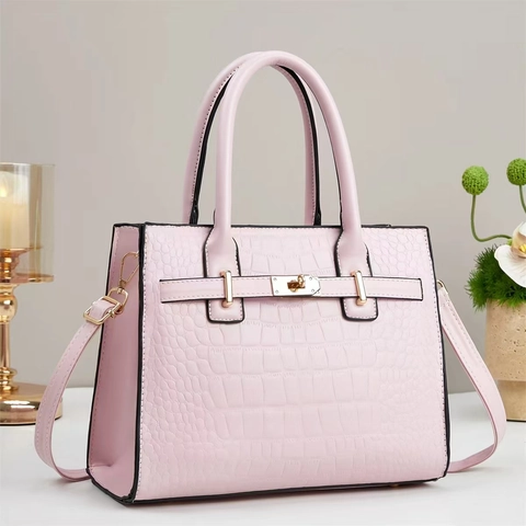 Elegant Crocodile Pattern PU Leather Handbag Structured Top Handle Bag With Gold Hardware Detachable Strap Shoulder Bag Women