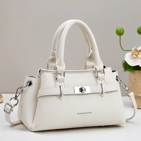 Mode Damen Handtasche PU Leder Lychee Muster Umhängetasche Griff Geldbörse Mit Drehverschluss Große Kapazität Lässig