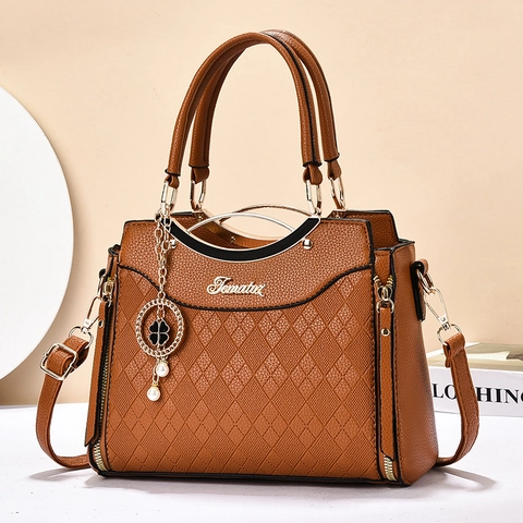 Borsa A Mano Da Donna In Pelle PU Trapuntata Trama Litchi Borsa A Tracolla Con Tracolla Regolabile Tasca Posteriore