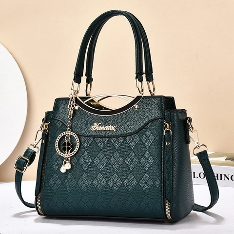 Borsa A Mano Da Donna In Pelle PU Trapuntata Trama Litchi Borsa A Tracolla Con Tracolla Regolabile Tasca Posteriore