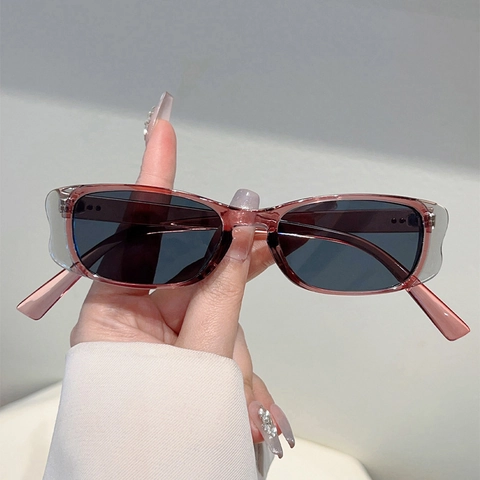 Retro Rectangular Sunglasses PC Plastic Frame UV400 Protection Fashion Small Frame Eyewear Vacation Beach Photography