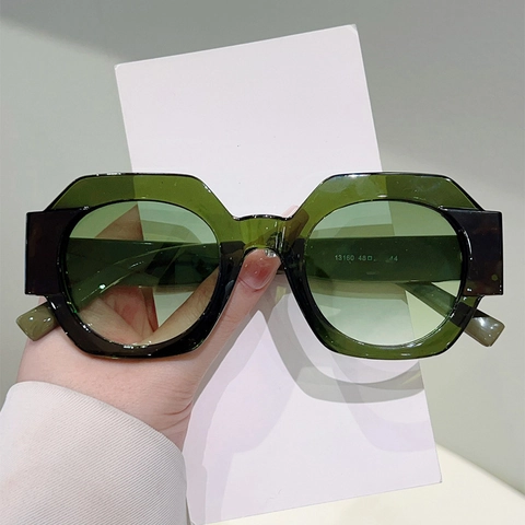 Gafas De Sol Redondas Geométricas Montura PC Protección UV400 Color De Contraste Patillas De Patchwork Moda Retro