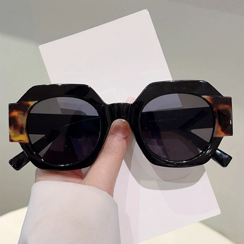 Gafas De Sol Redondas Geométricas Montura PC Protección UV400 Color De Contraste Patillas De Patchwork Moda Retro