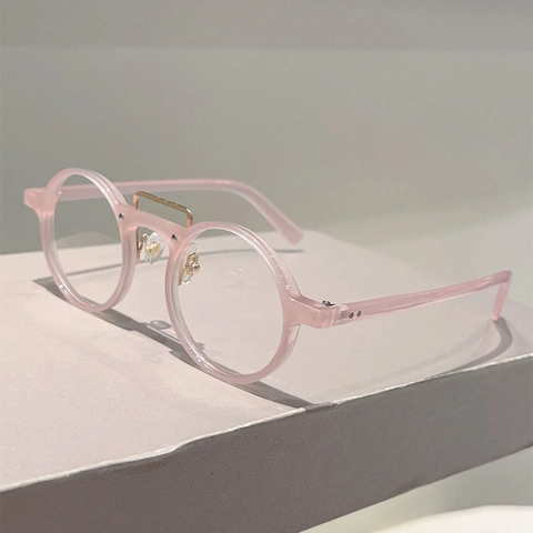 Montura De Gafas Redondas Retro Anti Luz Azul Lente Clara Vintage Doble Puente Gafas Ópticas Para Mujeres Hombres Material PC