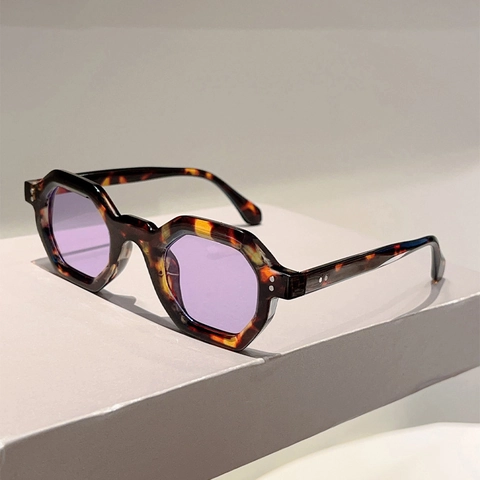 Vintage Geometric Polygon Sunglasses PC Frame UV400 Protection Rivet Decor Fashion Travel Eyewear For Men Women