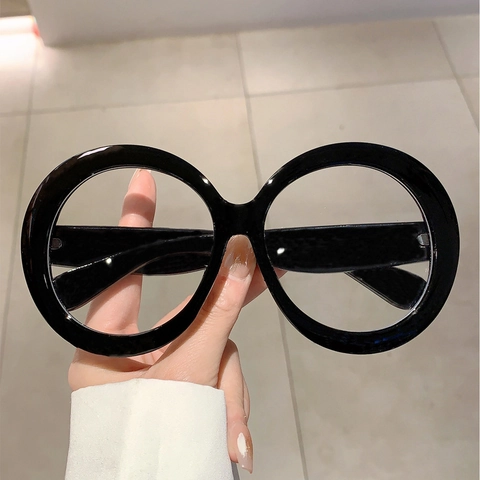 Oversized Round Blue Light Blocking Glasses Retro PC Frame Anti UV Fashion Eyewear For Women Men