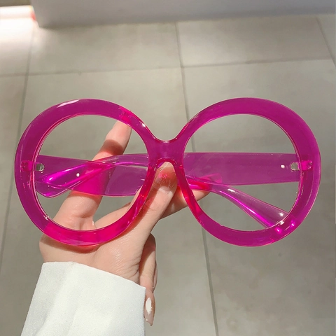 Oversized Round Blue Light Blocking Glasses Retro PC Frame Anti UV Fashion Eyewear For Women Men