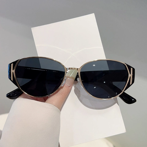 Damen Sonnenbrille Retro Oval Metallrahmen UV Schutz Mode Trendy Outdoor Brillen Elegant High Definition