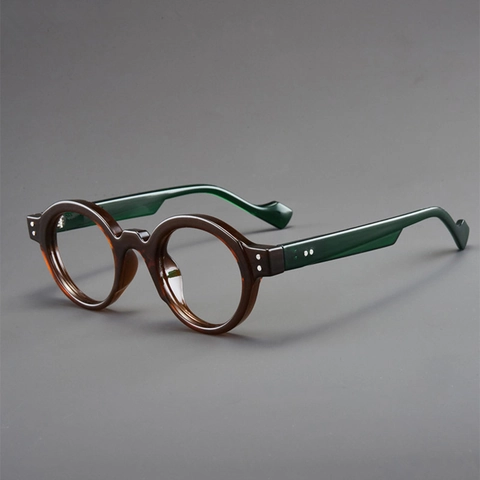 Retro Round Anti Blue Light Glasses PC Frame Color Block Rivet Decorative Plain Mirror For Women Men Trendy Vintage
