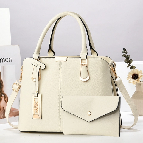 Borsa Da Donna In Pelle PU Con Trama Lichi E Pochette A Busta Grande Capacità Borsa A Tracolla Elegante Versatile