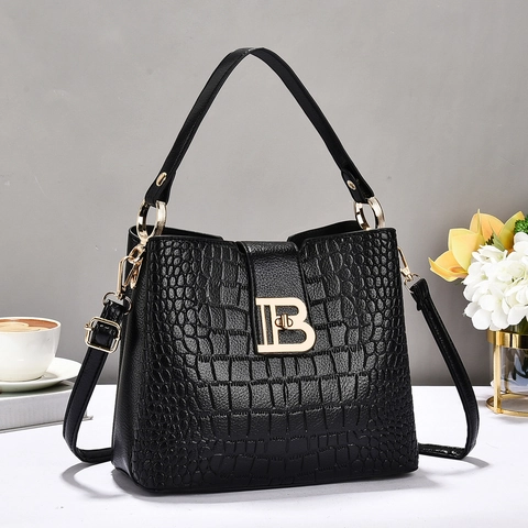 Sac À Épaule Pour Femmes Motif Crocodile Sac À Main En Cuir PU Boucle Métallique Dorée Bandoulière Réglable Style Urbain Élégant