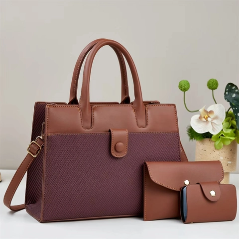 Set Borse Donna Grande Capacità in Pelle PU Incluso Borsa Tote Tracolla Portafoglio E Porta Carte Set Borse Pendolare
