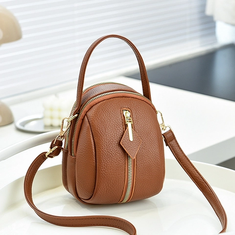 Petit Sac À Bandoulière Pour Femme Cuir PU Grain Lychee Multi Poches Zippées Sac À Main Casual Polyvalent