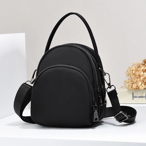 Donna Mini Zaino Borsa A Tracolla Nylon Oxford Tessuto Multistrato Cerniera Trapuntata Moda Borsa A Mano