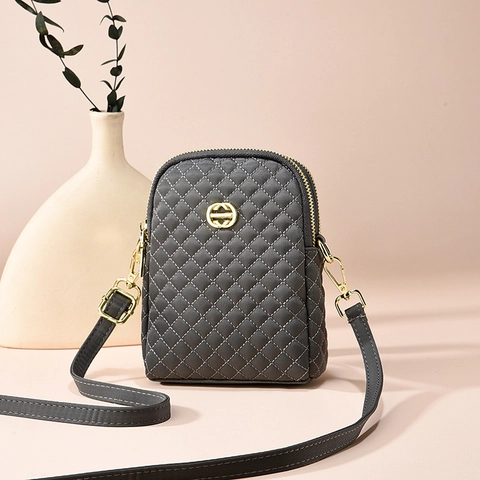 Borsa A Tracolla Trapuntata Da Donna Nylon Doppia Cerniera Mini Borsa A Spalla Piccola Leggera Moda Casual