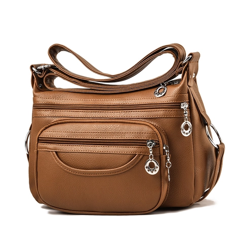Borsa A Spalla Da Donna In Pelle PU Trama Lychee Tasche Multiple Con Cerniera Grande Capacità Borsa A Tracolla Casual
