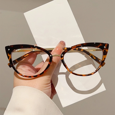 Montature Per Occhiali Occhio Di Gatto Retro Per Donna Anti Luce Blu Lenti Trasparenti PC Metallo Moda