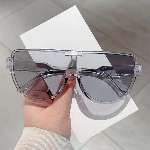 Gafas De Sol Escudo Extragrandes Montura PC Protección UV400 Parte Superior Plana Lente De Una Pieza Para Mujer