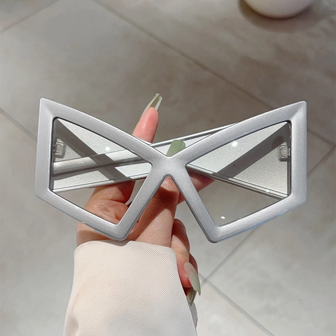 Futuristic Geometric X Frame Sunglasses UV400 Large Irregular PC Lens Eyewear Hip Hop Y2K Style For Women Men
