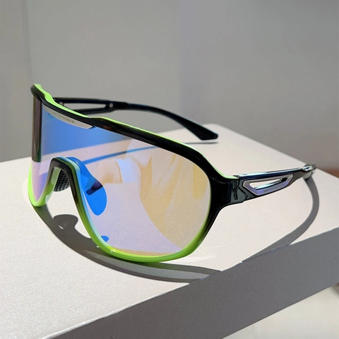 Sportzonnebril PC Grote Montuur Uit Één Stuk Winddicht UV400 Kleurrijke Spiegel Voor Fietsen Skiën Unisex