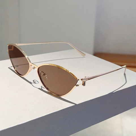 Fashion Cat Eye Sunglasses Women Retro Small Metal Frame UV400 Protection Lenses Outdoor Street Wear Trendy