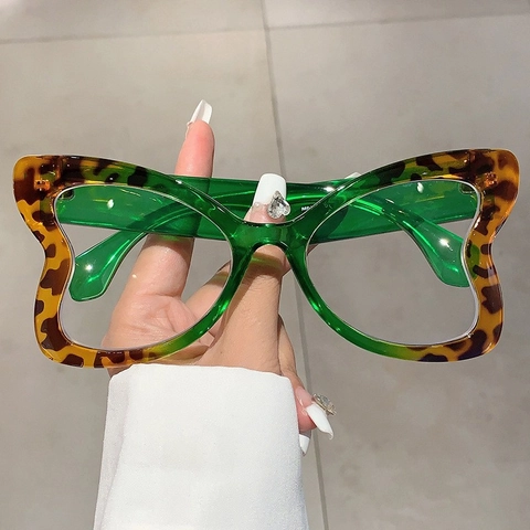 Occhiali Da Sole A Farfalla Oversize Donna Montatura In PC Protezione UV400 Stampa Leopardata Retro Alla Moda