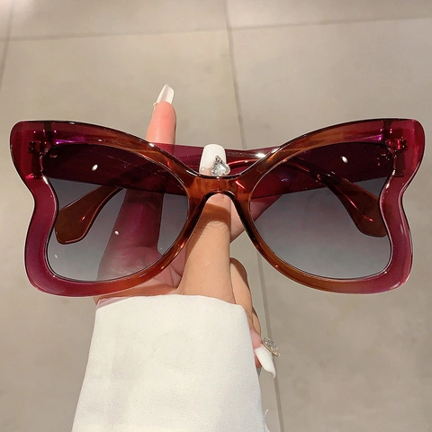 Occhiali Da Sole A Farfalla Oversize Donna Montatura In PC Protezione UV400 Stampa Leopardata Retro Alla Moda