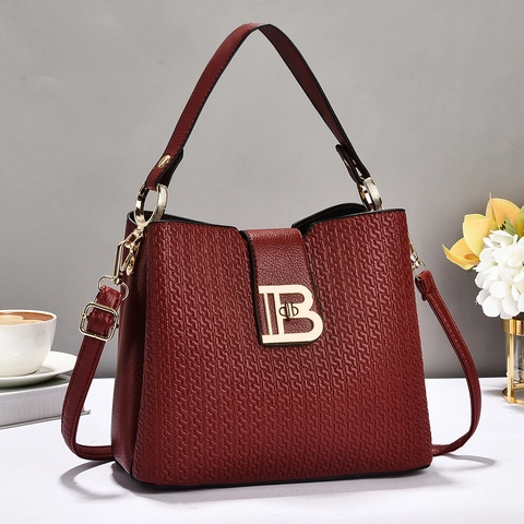 Sac Seau Mode Cuir PU Texture Tissée Boucle Métal Lettre Sac À Main Sac À Bandoulière Femmes Versatile