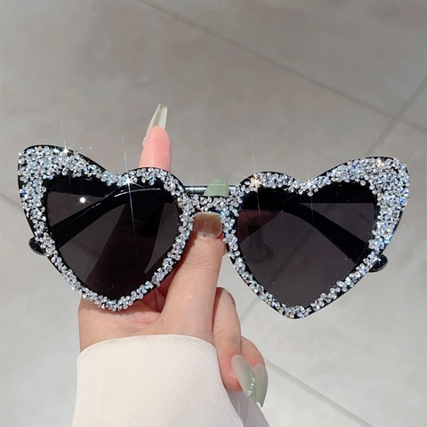 Occhiali Da Sole A Forma Di Cuore Con Montura In PC E Strass UV400 Occhiali Di Moda Per Donna Party