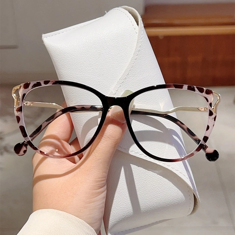 Occhiali Gatto Anti Luce Blu TR90 Aste In Metallo Retrò Moda Oversize Donne Montatura Ottica Occhiali Protettivi