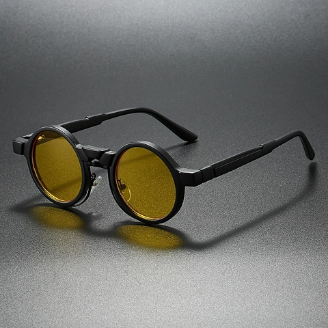 Retro Steampunk Round Sunglasses PC Frame UV400 Protective Vintage Fashion Eyewear Unisex Outdoor Shades